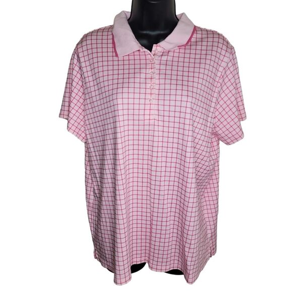 Lands' End Nwot Pink Plaid Polo Shirt size 1x - Picture 1 of 5